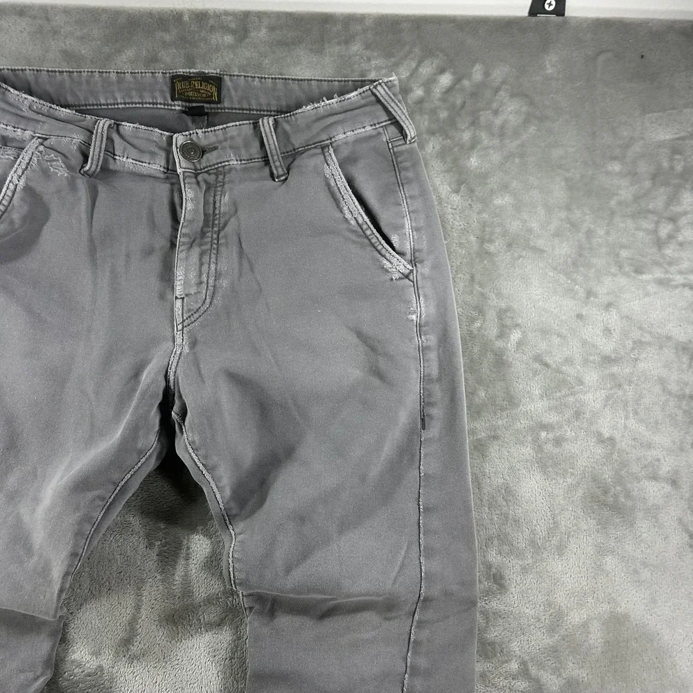 True Religion Runner Relaxed Jeans Mens 31x29 Gray Med Wash Tapered Cuffed